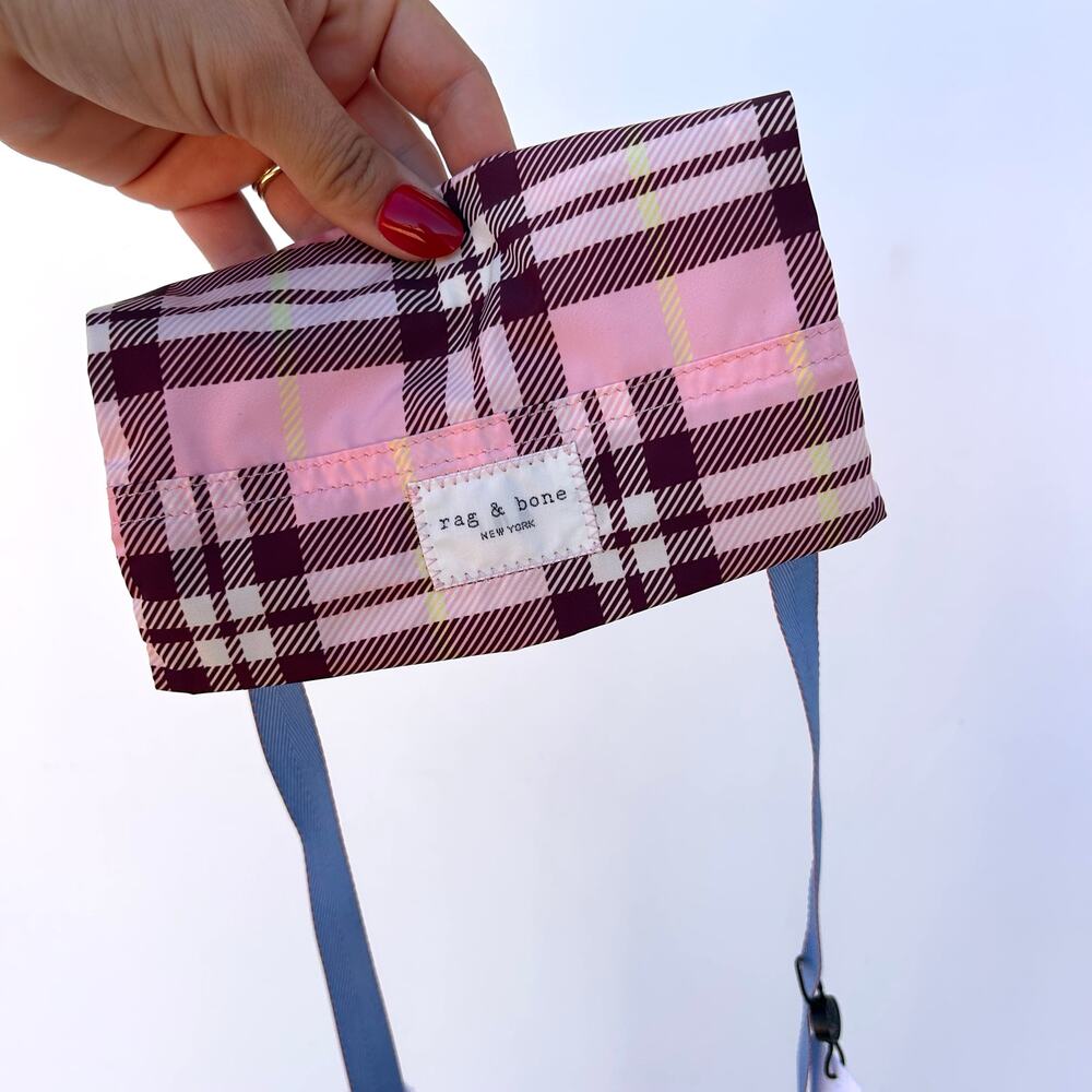 New Rag & Bone Addison Pouch Crossbody Purse Pink Plaid Y2K Bag Mini - Picture 9 of 13